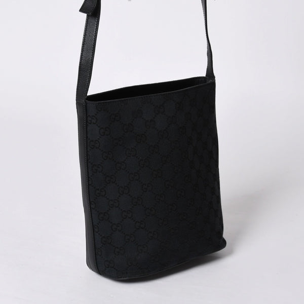 GUCCI グッチ GGキャンバス Shoulder Bag ワンショルダーバッグ 001・4286 ブラックレザー 美品 中古 4a000271