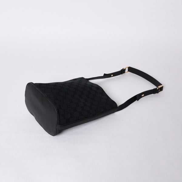 GUCCI グッチ GGキャンバス Shoulder Bag ワンショルダーバッグ 001・4286 ブラックレザー 美品 中古 4a000271