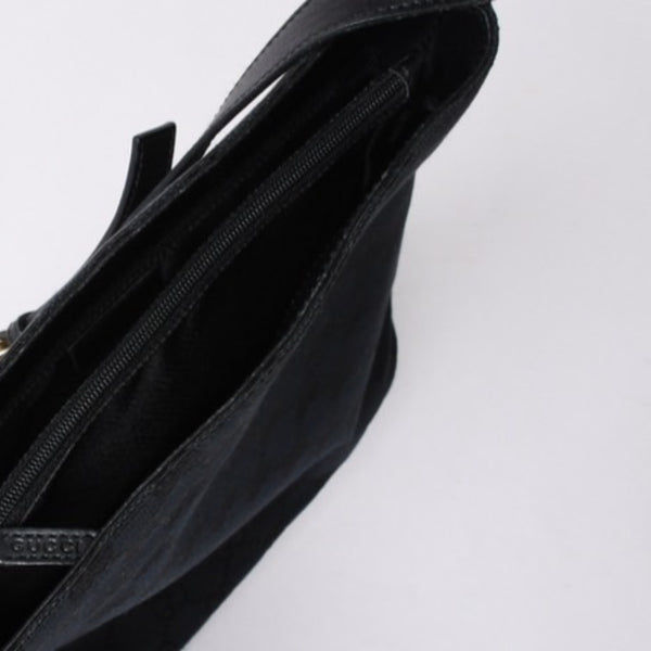 GUCCI グッチ GGキャンバス Shoulder Bag ワンショルダーバッグ 001・4286 ブラックレザー 美品 中古 4a000271