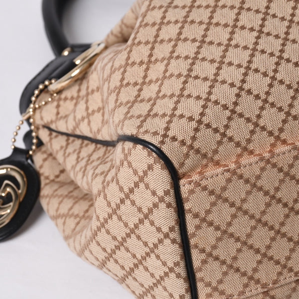 GUCCI Gucci Diamante Tote Bag Canvas Beige Black 211944 Good Condition Used 4a000184
