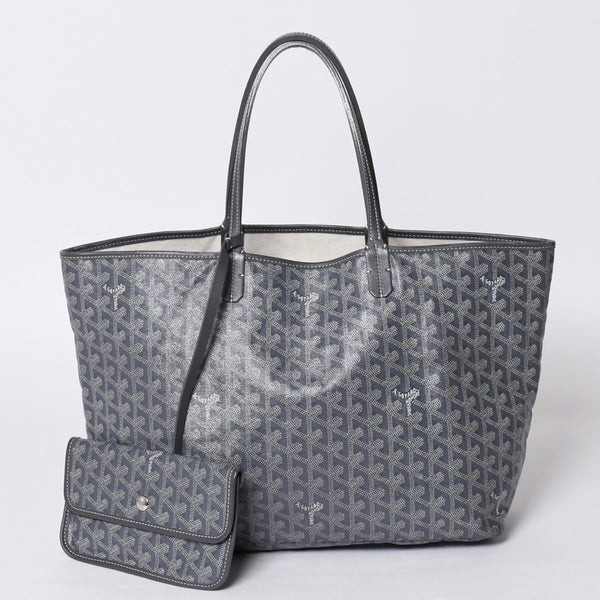 GOYARD Saint-Louis PM Goyardin Canvas Calf Gray Silver Hardware Made in France Good Condition Used 4a000981