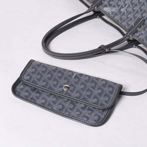 GOYARD Saint-Louis PM Goyardin Canvas Calf Gray Silver Hardware Made in France Good Condition Used 4a000981