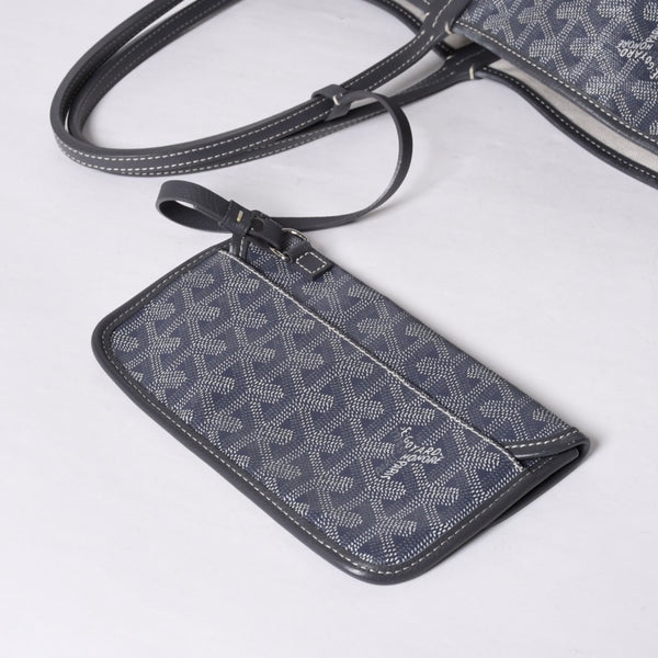 GOYARD Saint-Louis PM Goyardin Canvas Calf Gray Silver Hardware Made in France Good Condition Used 4a000981