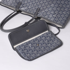 GOYARD Saint-Louis PM Goyardin Canvas Calf Gray Silver Hardware Made in France Good Condition Used 4a000981