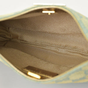 Very Good Condition GUCCI Gucci Hobo One Shoulder Mini Handbag 00141700 203369 GG Canvas Leather Green Used 4a000186