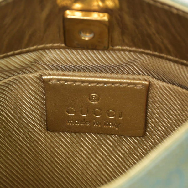 Very Good Condition GUCCI Gucci Hobo One Shoulder Mini Handbag 00141700 203369 GG Canvas Leather Green Used 4a000186