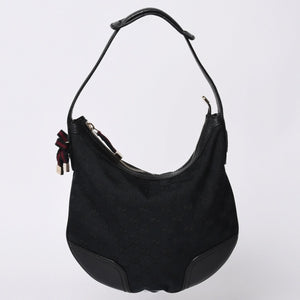 Very good condition GUCCI Gucci one shoulder handbag 162895 002403 GG canvas leather black gold hardware used 4a000192