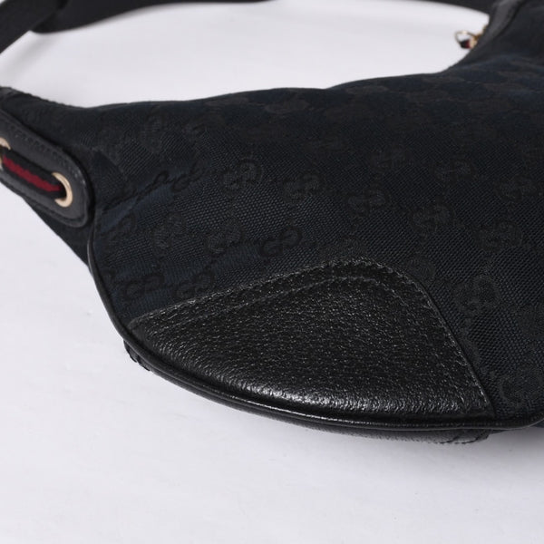 Very good condition GUCCI Gucci one shoulder handbag 162895 002403 GG canvas leather black gold hardware used 4a000192