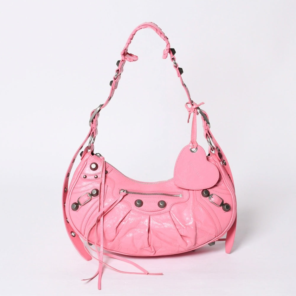 極美品 BALENCIAGA バレンシアガ ルカゴールS ワンショルダーバッグ 671307 ピンク シルバー金具 中古 4a000136