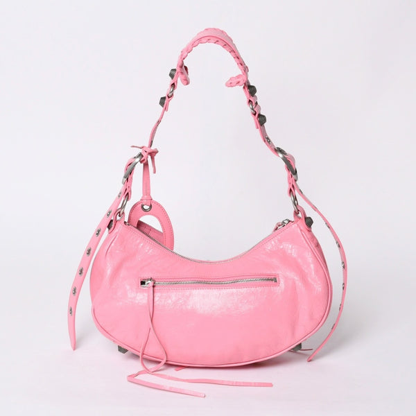 極美品 BALENCIAGA バレンシアガ ルカゴールS ワンショルダーバッグ 671307 ピンク シルバー金具 中古 4a000136