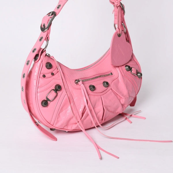 極美品 BALENCIAGA バレンシアガ ルカゴールS ワンショルダーバッグ 671307 ピンク シルバー金具 中古 4a000136