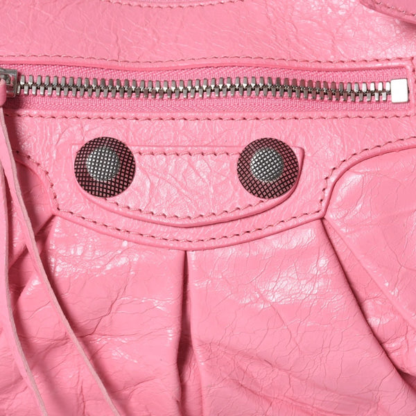 極美品 BALENCIAGA バレンシアガ ルカゴールS ワンショルダーバッグ 671307 ピンク シルバー金具 中古 4a000136
