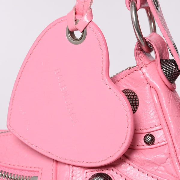 極美品 BALENCIAGA バレンシアガ ルカゴールS ワンショルダーバッグ 671307 ピンク シルバー金具 中古 4a000136