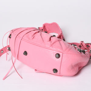 極美品 BALENCIAGA バレンシアガ ルカゴールS ワンショルダーバッグ 671307 ピンク シルバー金具 中古 4a000136