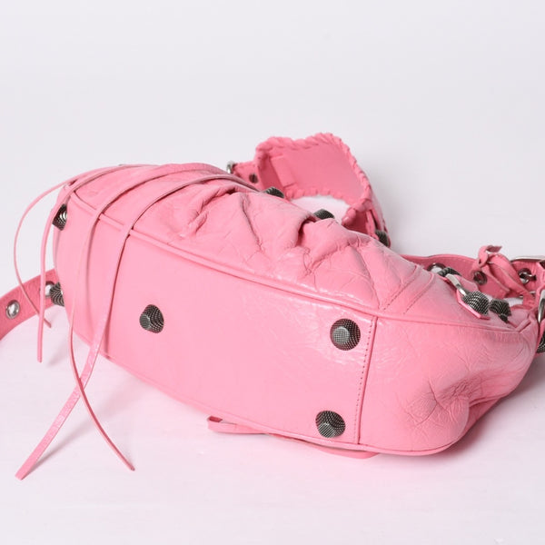 極美品 BALENCIAGA バレンシアガ ルカゴールS ワンショルダーバッグ 671307 ピンク シルバー金具 中古 4a000136