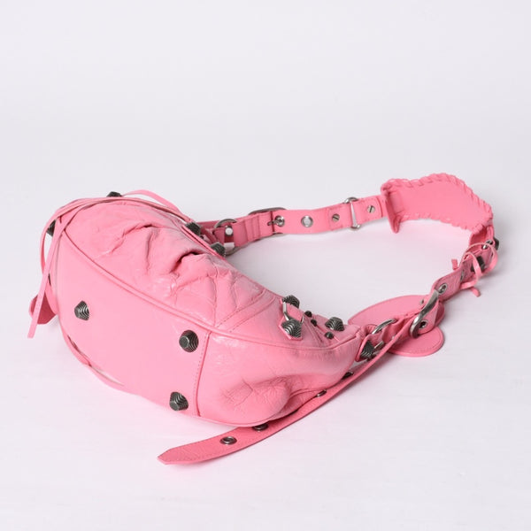 極美品 BALENCIAGA バレンシアガ ルカゴールS ワンショルダーバッグ 671307 ピンク シルバー金具 中古 4a000136