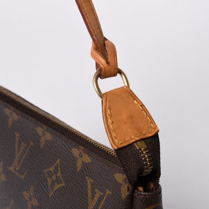 Very Good Condition LOUIS VUITTON Pochette Accessory Pouch M51980 Monogram Brown Leather PVC Used 4a000592