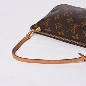 Very Good Condition LOUIS VUITTON Pochette Accessory Pouch M51980 Monogram Brown Leather PVC Used 4a000592