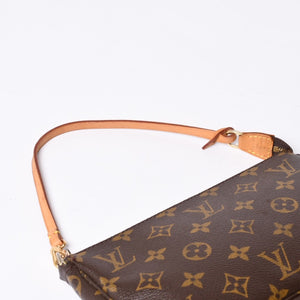 Very Good Condition LOUIS VUITTON Pochette Accessory Pouch M51980 Monogram Brown Leather PVC Used 4a000592