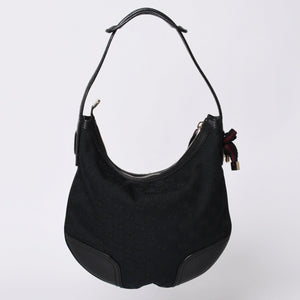 Very good condition GUCCI Gucci one shoulder handbag 162895 002403 GG canvas leather black gold hardware used 4a000192