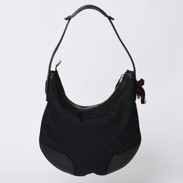 Very good condition GUCCI Gucci one shoulder handbag 162895 002403 GG canvas leather black gold hardware used 4a000192