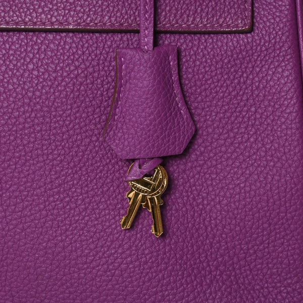 極美品 HERMES エルメス ケリー32 内縫い アネモネ パープル □R刻印 シルバー金具 トリヨンクレマンス ハンドバッグ 2WAY 中古 4a000804