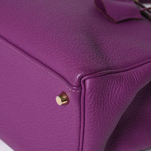 極美品 HERMES エルメス ケリー32 内縫い アネモネ パープル □R刻印 シルバー金具 トリヨンクレマンス ハンドバッグ 2WAY 中古 4a000804