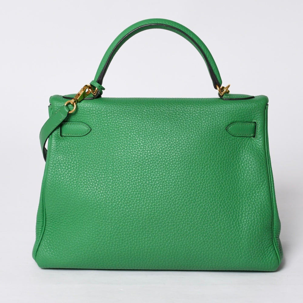 極美品 HERMES エルメス ケリー32 内縫い バンブー □Q刻印 シルバー金具 トリヨンクレマンス ハンドバッグ 2WAY 中古 4a000803
