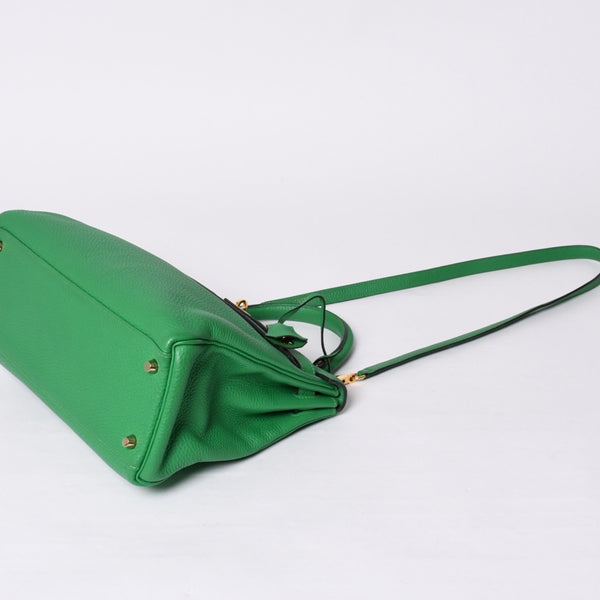 Very good condition HERMES Kelly 32 Inner stitching Bamboo □Q stamp Silver hardware Taurillon Clemence Handbag 2WAY Used 4a000803