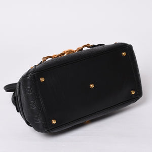 極美品 GUCCI ホースビット ワンショルダーバッグ 159899 ブラックレザー グッチシマ バンブー ゴールド金具 中古 4a000216