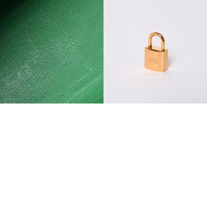 Very good condition HERMES Kelly 32 Inner stitching Bamboo □Q stamp Silver hardware Taurillon Clemence Handbag 2WAY Used 4a000803