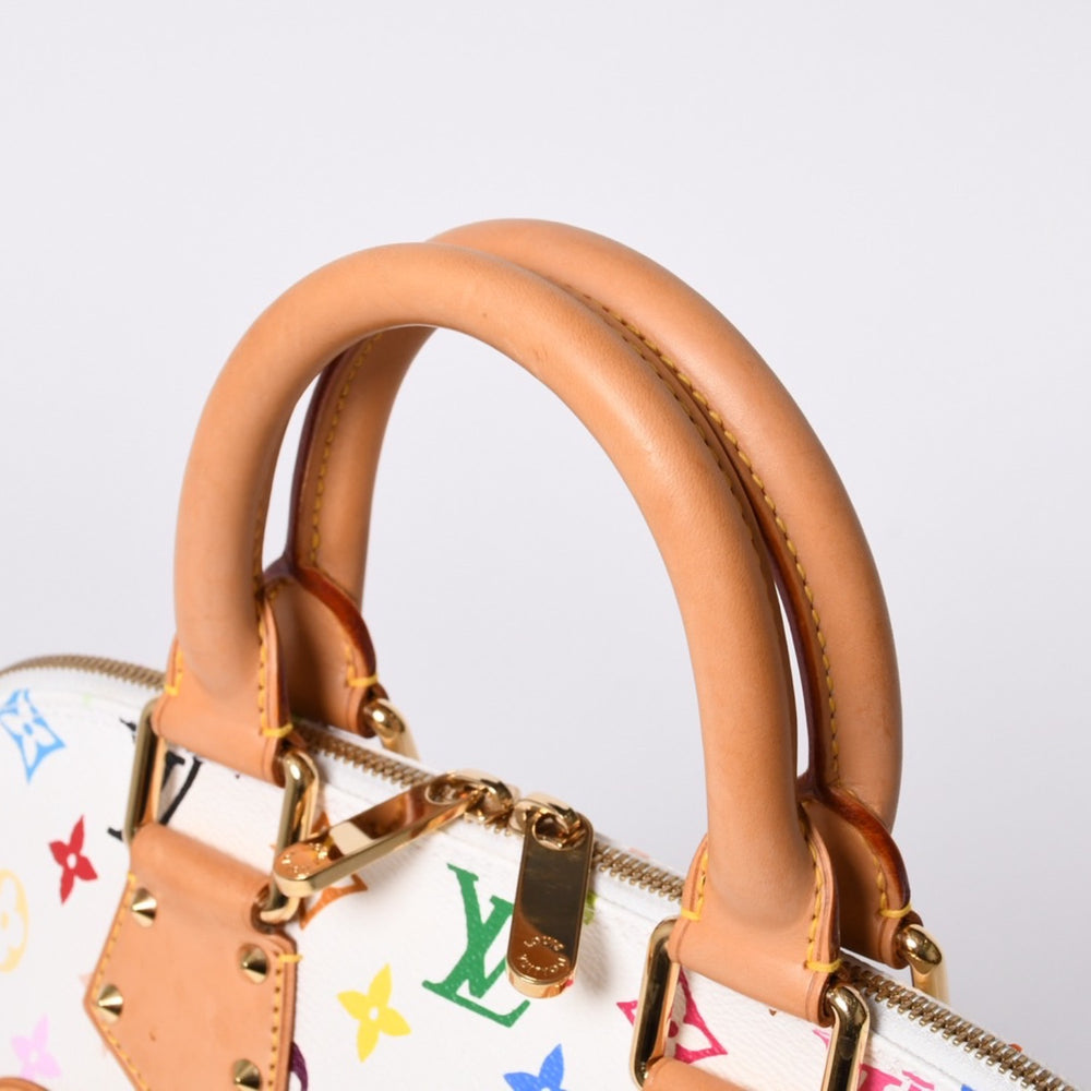 極美品 LOUIS VUITTON ルイヴィトン アルマ ハンドバッグ M92647 モノグラム マルチカラー ホワイト 村上隆 中古 4a000750