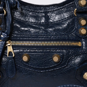 極美品 BALENCIAGA バレンシアガ LE CITY MINI ミニ シティ 2WAYバッグ 309544 ネイビー ゴールド金具 美品 中古 4a000367