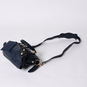 極美品 BALENCIAGA バレンシアガ LE CITY MINI ミニ シティ 2WAYバッグ 309544 ネイビー ゴールド金具 美品 中古 4a000367