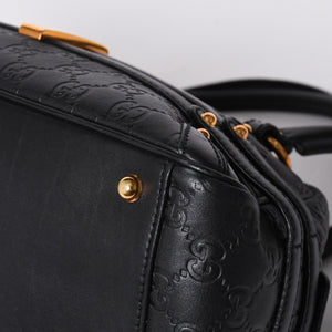 極美品 GUCCI ホースビット ワンショルダーバッグ 159899 ブラックレザー グッチシマ バンブー ゴールド金具 中古 4a000216