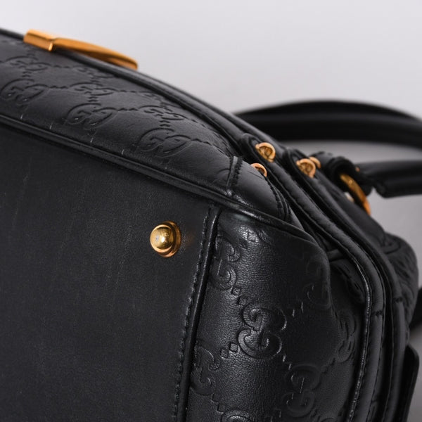 極美品 GUCCI ホースビット ワンショルダーバッグ 159899 ブラックレザー グッチシマ バンブー ゴールド金具 中古 4a000216