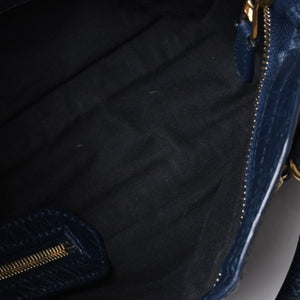 極美品 BALENCIAGA バレンシアガ LE CITY MINI ミニ シティ 2WAYバッグ 309544 ネイビー ゴールド金具 美品 中古 4a000367