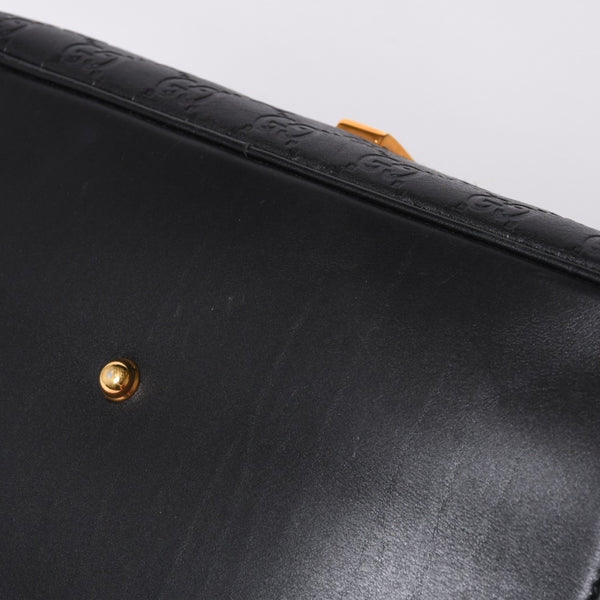 極美品 GUCCI ホースビット ワンショルダーバッグ 159899 ブラックレザー グッチシマ バンブー ゴールド金具 中古 4a000216