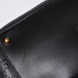 極美品 GUCCI ホースビット ワンショルダーバッグ 159899 ブラックレザー グッチシマ バンブー ゴールド金具 中古 4a000216