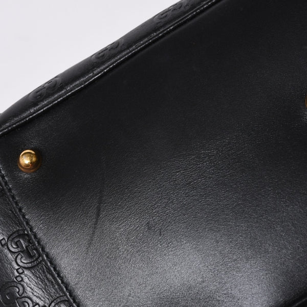 極美品 GUCCI ホースビット ワンショルダーバッグ 159899 ブラックレザー グッチシマ バンブー ゴールド金具 中古 4a000216