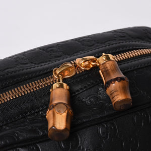 極美品 GUCCI ホースビット ワンショルダーバッグ 159899 ブラックレザー グッチシマ バンブー ゴールド金具 中古 4a000216