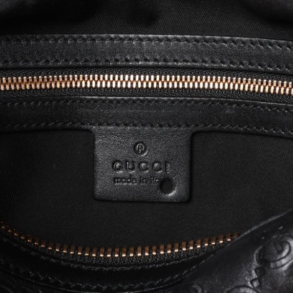 極美品 GUCCI ホースビット ワンショルダーバッグ 159899 ブラックレザー グッチシマ バンブー ゴールド金具 中古 4a000216