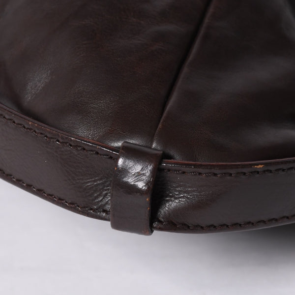 YVES SAINT LAURENT MOMBASA Handbag 107232 Metal Handle Leather GP Gold Brown Good Condition Used 4a000420