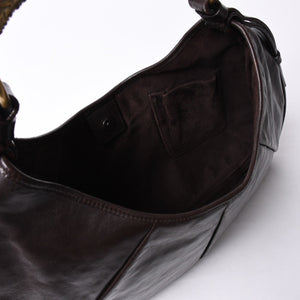 YVES SAINT LAURENT MOMBASA Handbag 107232 Metal Handle Leather GP Gold Brown Good Condition Used 4a000420