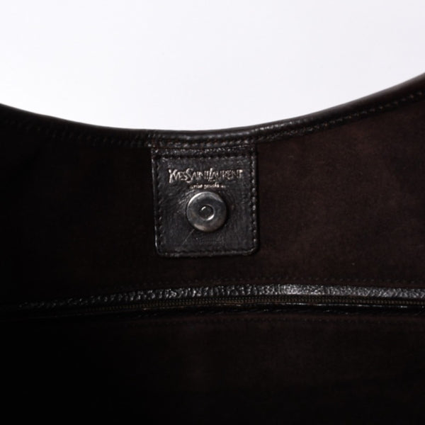 YVES SAINT LAURENT MOMBASA Handbag 107232 Metal Handle Leather GP Gold Brown Good Condition Used 4a000420