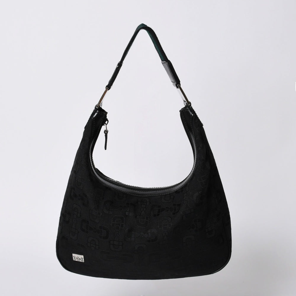 GUCCI グッチ ワンショルダー ホーボー ハンドバッグ 211524 491404 キャンバス シェリーライン ブラック 美品 中古 4a000134