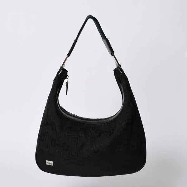 GUCCI Gucci One Shoulder Hobo Handbag 211524 491404 Canvas Sherry Line Black Good Condition Used 4a000134