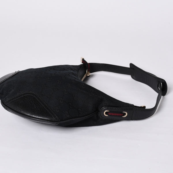 Very good condition GUCCI Gucci one shoulder handbag 162895 002403 GG canvas leather black gold hardware used 4a000192