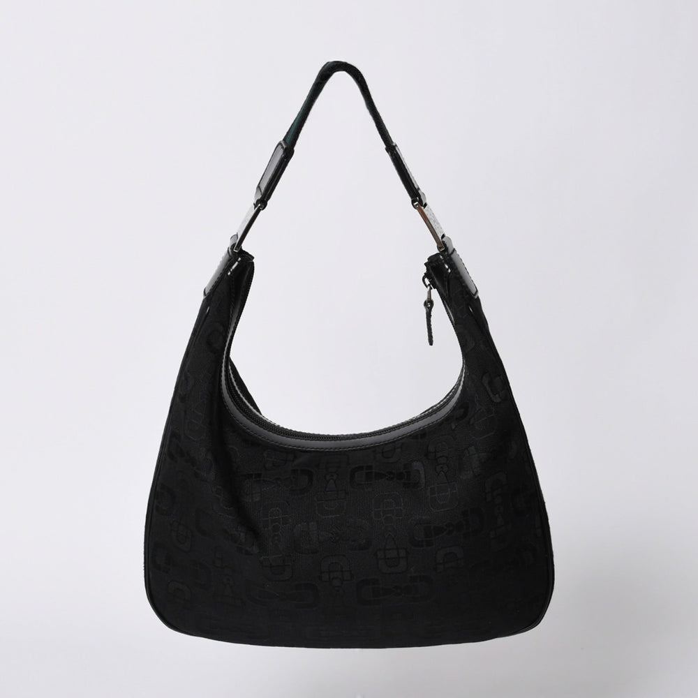 GUCCI グッチ ワンショルダー ホーボー ハンドバッグ 211524 491404 キャンバス シェリーライン ブラック 美品 中古 4a000134