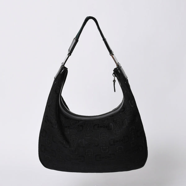 GUCCI Gucci One Shoulder Hobo Handbag 211524 491404 Canvas Sherry Line Black Good Condition Used 4a000134
